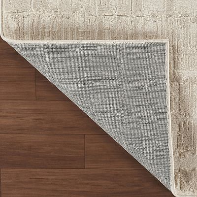 Abani Rugs Plush Deco PDE120A Machine Washable Textured Grid Cream