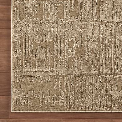 Abani Rugs Plush Deco PDE120A Machine Washable Textured Grid Beige Area Rug