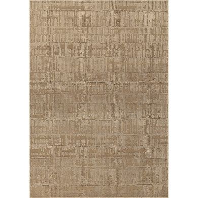 Abani Rugs Plush Deco PDE120A Machine Washable Textured Grid Beige Area Rug