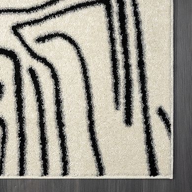 Abani Rugs Deco DEC520A Cream Black Abstract Area Rug