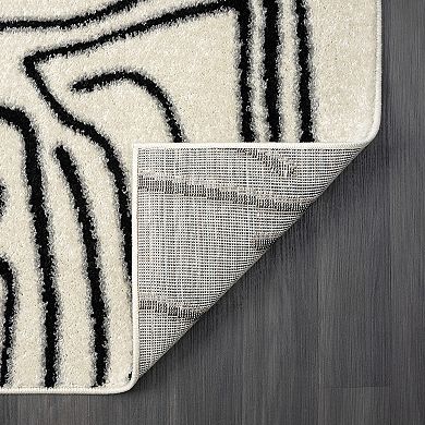 Abani Rugs Deco DEC520A Cream Black Abstract Area Rug