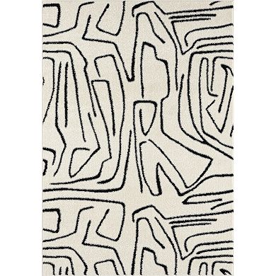 Abani Rugs Deco DEC520A Cream Black Abstract Area Rug