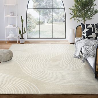 Abani Rugs Nuevo NUE190A Cream Beige Swirl Modern Area Rug
