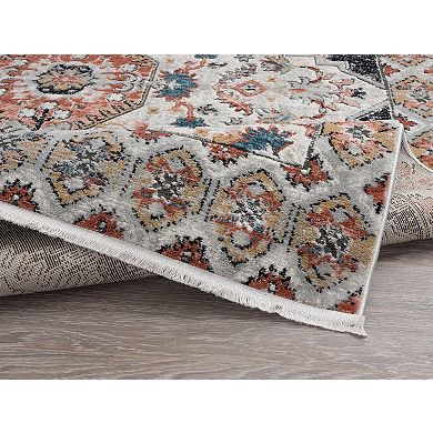 Abani Azure Collection AZR120A Dark Grey Beige Medallion Area Rug
