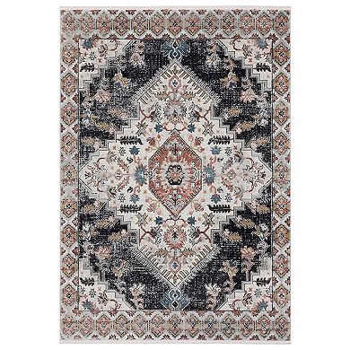 Abani Azure Collection AZR120A Dark Grey Beige Medallion Area Rug