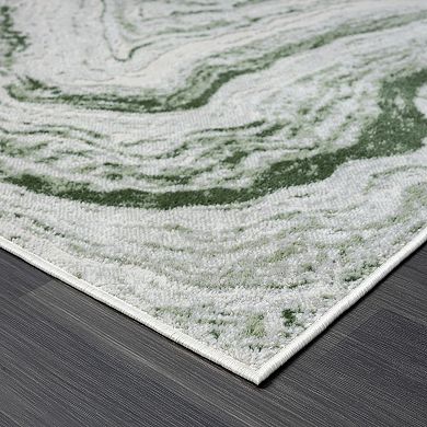 Abani Atlas Collection ATL180A Abstract Grey Green Area Rug
