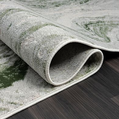 Abani Atlas Collection ATL180A Abstract Grey Green Area Rug