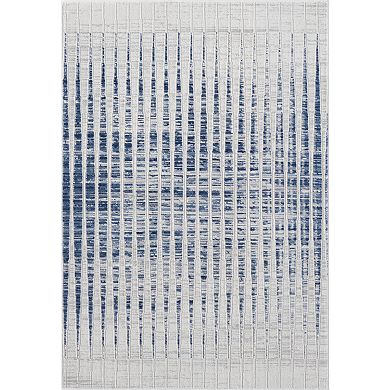 Abani Atlas Collection ATL120A Vertical Lines Blue Grey Area Rug