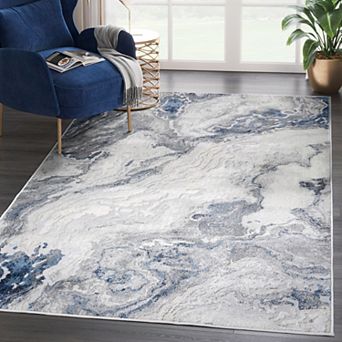 Abani Atlas Collection ATL150B Abstract Marble Grey Area Rug