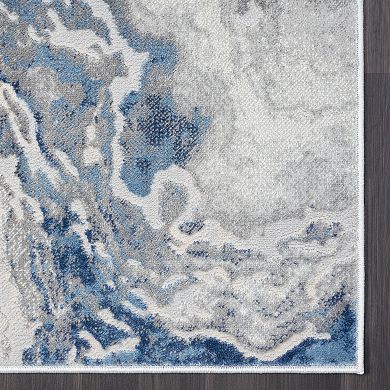 Abani Atlas Collection ATL150B Abstract Marble Grey Area Rug