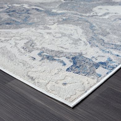 Abani Atlas Collection ATL150B Abstract Marble Grey Area Rug