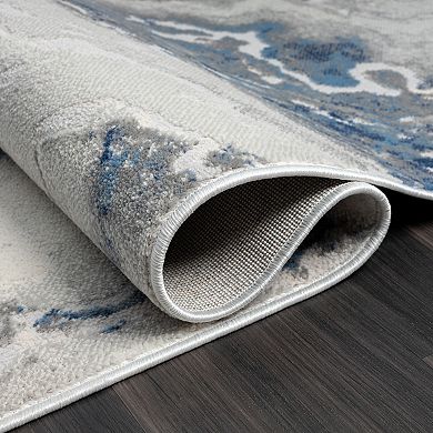 Abani Atlas Collection ATL150B Abstract Marble Grey Area Rug
