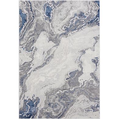 Abani Atlas Collection ATL150B Abstract Marble Grey Area Rug