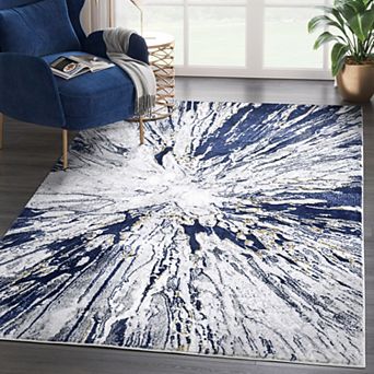 Abani Rugs Regal REG230A Grey Blue Splash Abstract Area Rug