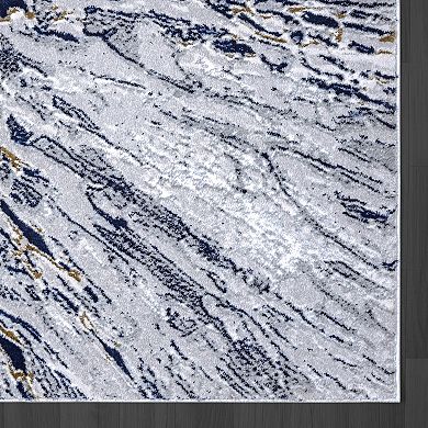 Abani Rugs Regal REG230A Grey Blue Splash Abstract Area Rug