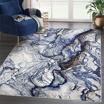 Abani Rugs Regal REG210A Blue Grey Marble Area Rug