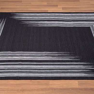 Abani Rugs Parker Collection PAR230A Grey Cream Lines Area Rug