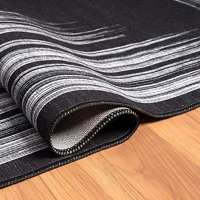 Abani Rugs Parker Collection PAR230A Grey Cream Lines Area Rug
