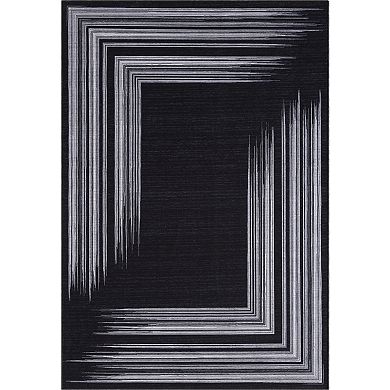 Abani Rugs Parker Collection PAR230A Grey Cream Lines Area Rug