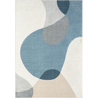 Abani Rugs Deco DEC120B Cream Blue Mid Century Area Rug
