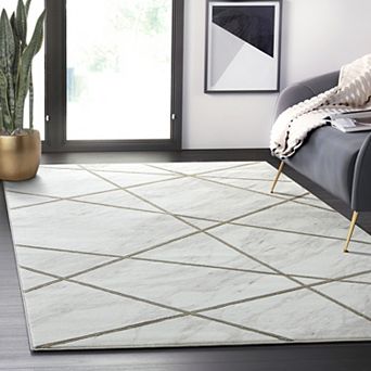 Abani Luna LUN150A Contemporary Marble Gold Lines Area Rug