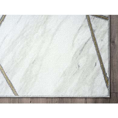 Abani Luna LUN150A Contemporary Marble Gold Lines Area Rug