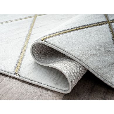 Abani Luna LUN150A Contemporary Marble Gold Lines Area Rug