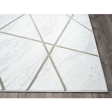 Abani Luna LUN150A Contemporary Marble Gold Lines Area Rug