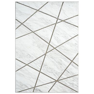 Abani Luna LUN150A Contemporary Marble Gold Lines Area Rug
