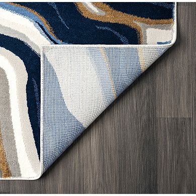 Abani Rugs Regal REG260A Blue Cream Intertwined Lines Area Rug