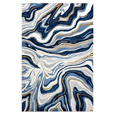 Abani Rugs Regal REG260A Blue Cream Intertwined Lines Area Rug
