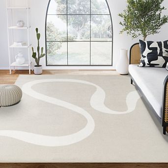 Abani Rugs Deco DEC500B Modern Abstract Ribbon Neutral Beige Area Rug