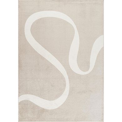 Abani Rugs Deco DEC500B Modern Abstract Ribbon Neutral Beige Area Rug