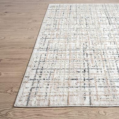 Abani Viva VIV130A Neutral Beige Grey Crosshatch Area Rug