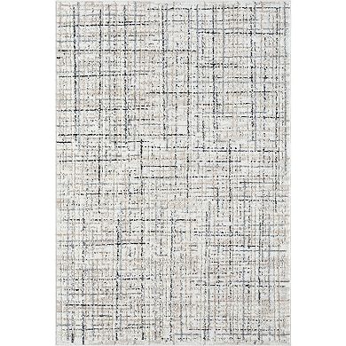 Abani Viva VIV130A Neutral Beige Grey Crosshatch Area Rug