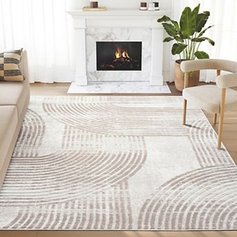 Abani Viva VIV110A Neutral Cream Mid-Century Modern Retro Arch Pattern Area Rug