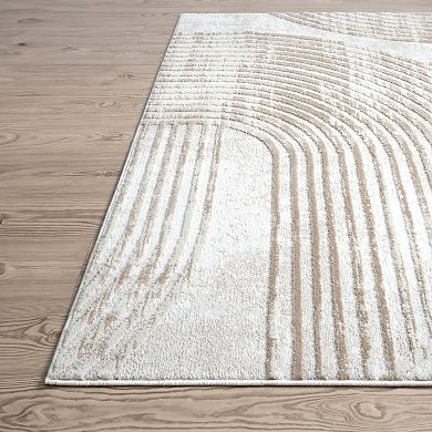 Abani Viva VIV110A Neutral Cream Mid-Century Modern Retro Arch Pattern Area Rug