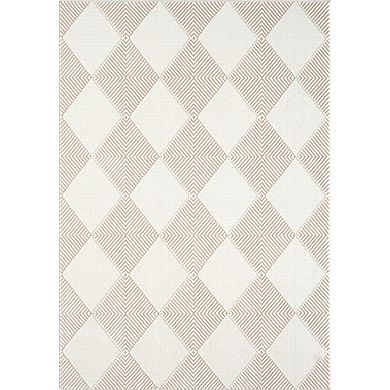 Abani Neutral NTL110A Cream Beige Diamond Checker Tile Geometric Area Rug