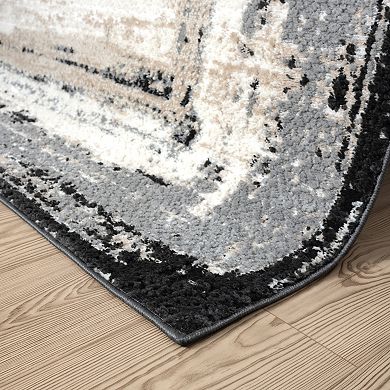 Abani Viva VIV140A Ivory Abstract Border Grey Area Rug