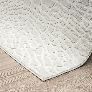 Abani Neutral NTL100A Cream Pebble Pattern Seamless Area Rug