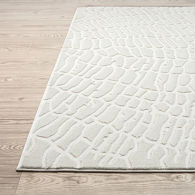 Abani Neutral NTL100A Cream Pebble Pattern Seamless Area Rug