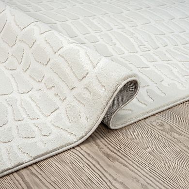 Abani Neutral NTL100A Cream Pebble Pattern Seamless Area Rug