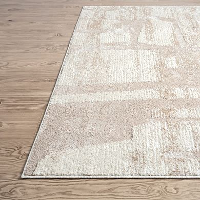 Abani Viva VIV120A Neutral Cream Beige Block Pattern Area Rug