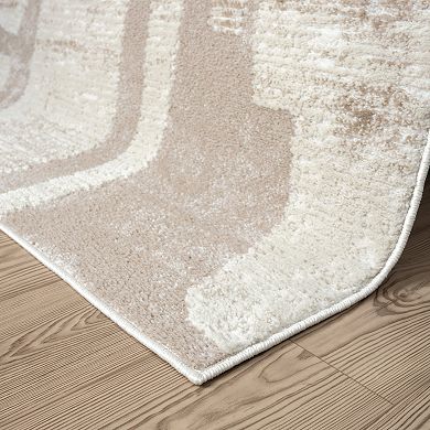 Abani Viva VIV120A Neutral Cream Beige Block Pattern Area Rug