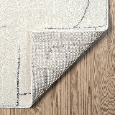 Abani Cozy COZ120A Modern Cream Grey Lines Area Rug