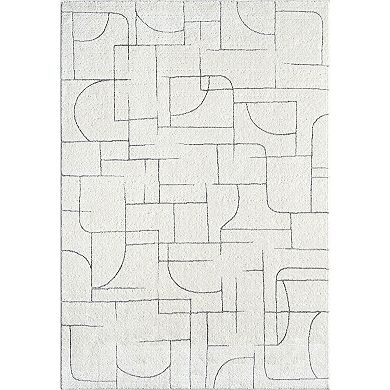 Abani Cozy COZ120A Modern Cream Grey Lines Area Rug