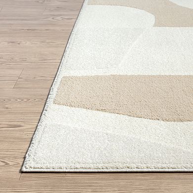 Abani Cozy COZ110A Modern Cream Grey Asymmetric Circle Pattern Neutral Area Rug