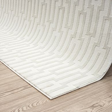 Abani Neutral NTL120A Cream Seamless Geometric Pattern Area Rug