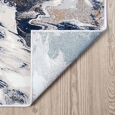 Abani Rugs Regal REG500B Blue Swirl Abstract Low Pile Area Rug