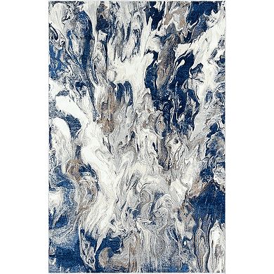 Abani Rugs Regal REG500B Blue Swirl Abstract Low Pile Area Rug